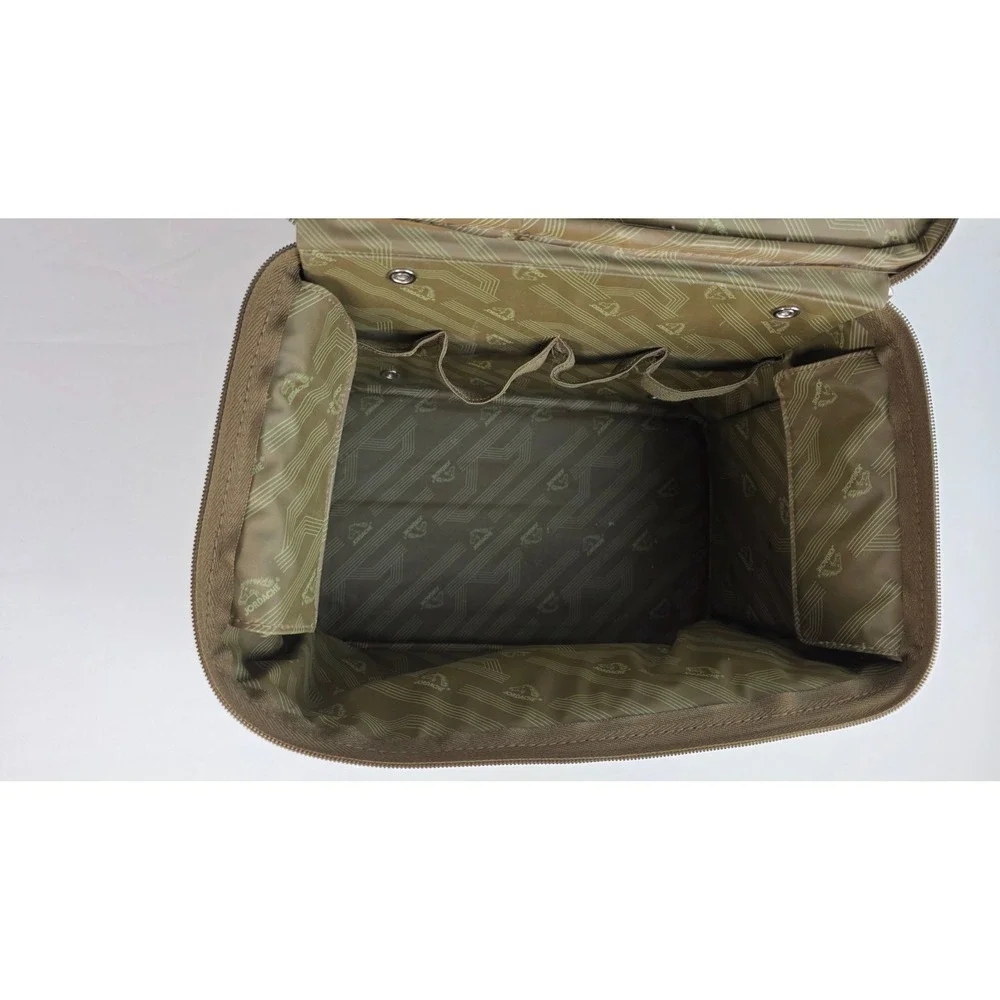 Jordache Train Case Womens Brown Floral Tapestry Makeup Vanity Bag Handle VTG